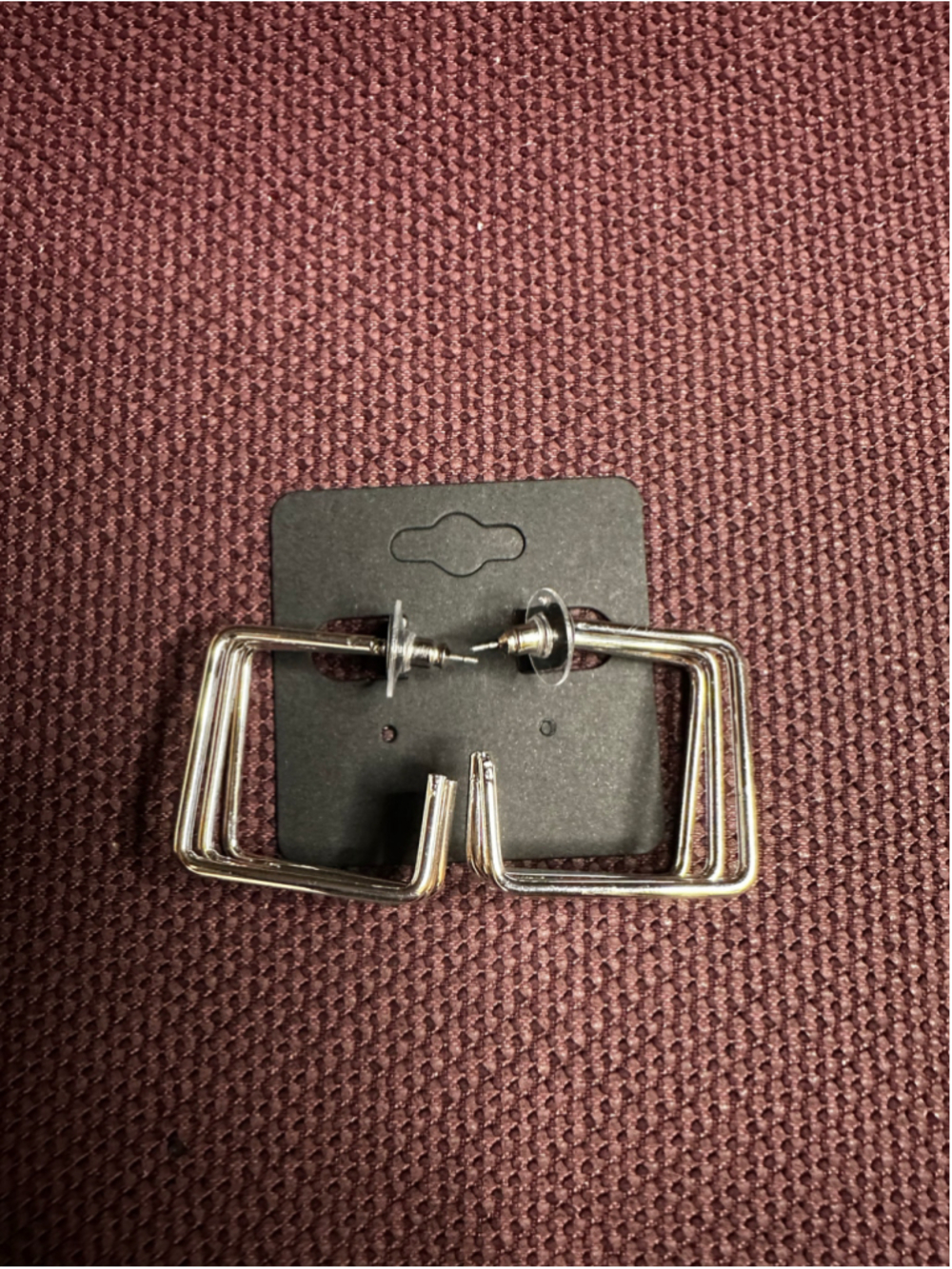 Silver Square Hoop Earrings